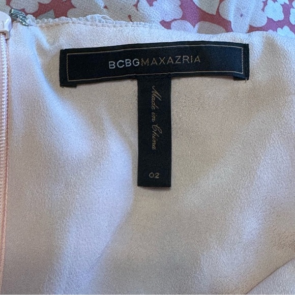 Women's BCBGMaxAzria Soft Ballet Pink Dress with Ruffles & Black Waistband - Picture 14 of 14